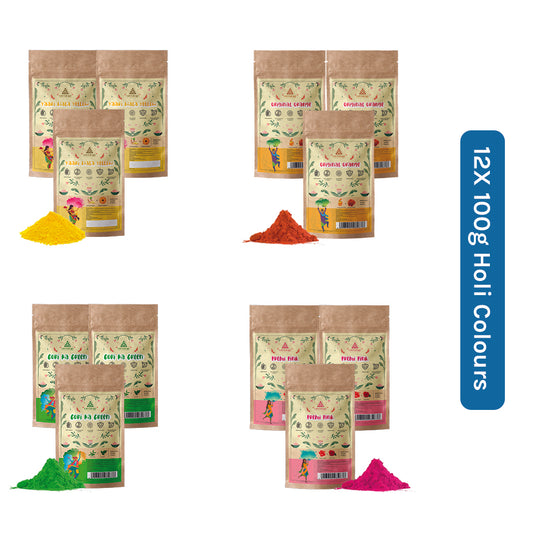 Organic & Natural Holi Color 12 x 100g Each