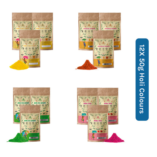 Organic & Natural Holi Color 12 x 50g Each